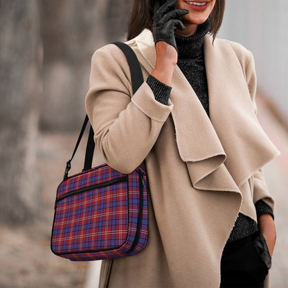 Red Blue And White Tartan Pattern Print Double Strap Bible Bag