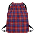 Red Blue And White Tartan Pattern Print Drawstring Backpack
