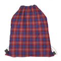 Red Blue And White Tartan Pattern Print Drawstring Bag