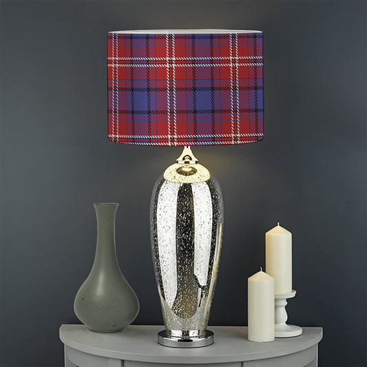 Red Blue And White Tartan Pattern Print Drum Lamp Shade