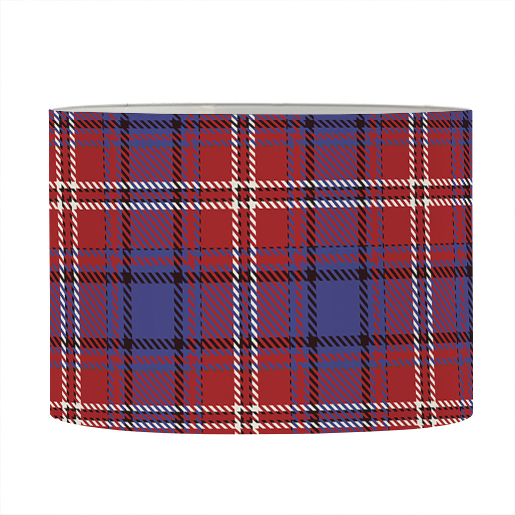 Red Blue And White Tartan Pattern Print Drum Lamp Shade