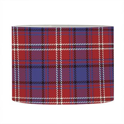 Red Blue And White Tartan Pattern Print Drum Lamp Shade
