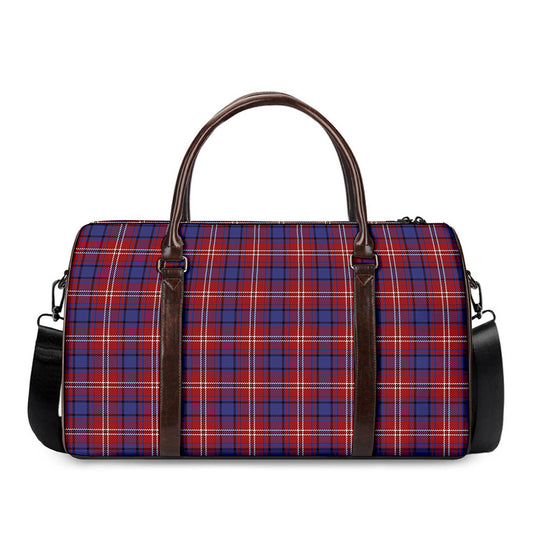 Red Blue And White Tartan Pattern Print Duffle Bag