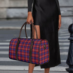 Red Blue And White Tartan Pattern Print Duffle Bag