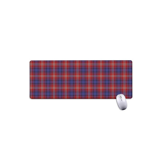 Red Blue And White Tartan Pattern Print Extended Mouse Pad