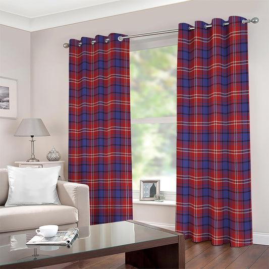 Red Blue And White Tartan Pattern Print Extra Wide Grommet Curtains