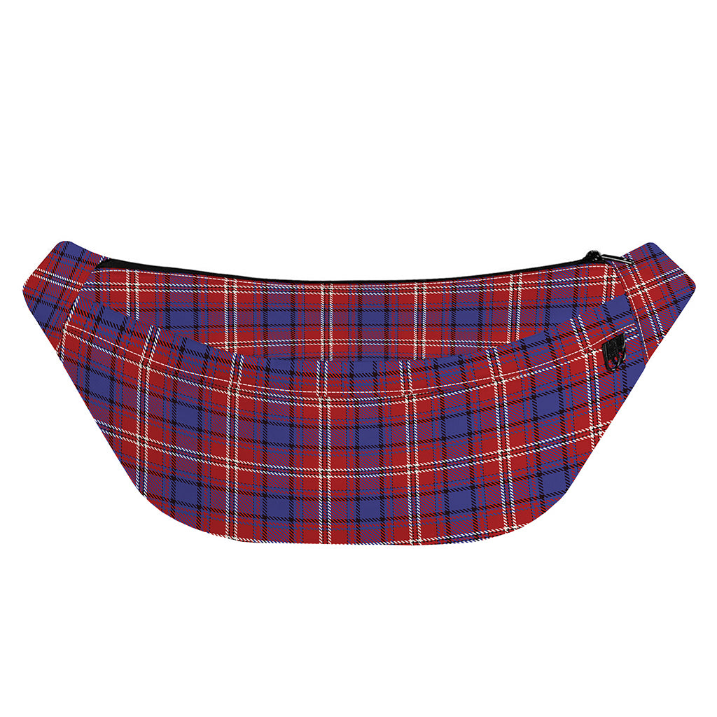 Red Blue And White Tartan Pattern Print Fanny Pack