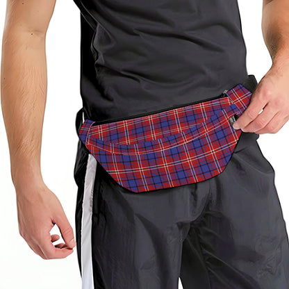 Red Blue And White Tartan Pattern Print Fanny Pack