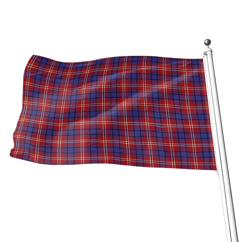Red Blue And White Tartan Pattern Print Flag