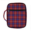 Red Blue And White Tartan Pattern Print Front Pocket Bible Bag