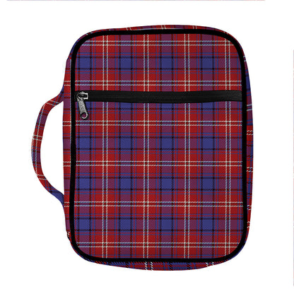 Red Blue And White Tartan Pattern Print Front Pocket Bible Bag