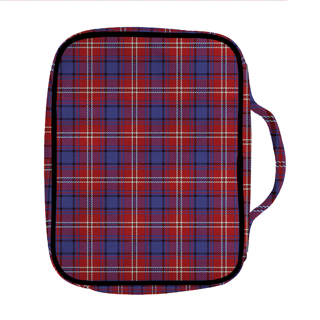 Red Blue And White Tartan Pattern Print Front Pocket Bible Bag