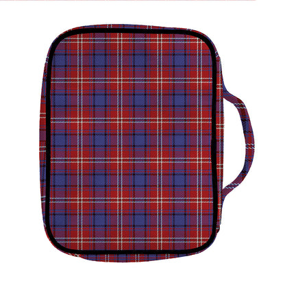 Red Blue And White Tartan Pattern Print Front Pocket Bible Bag