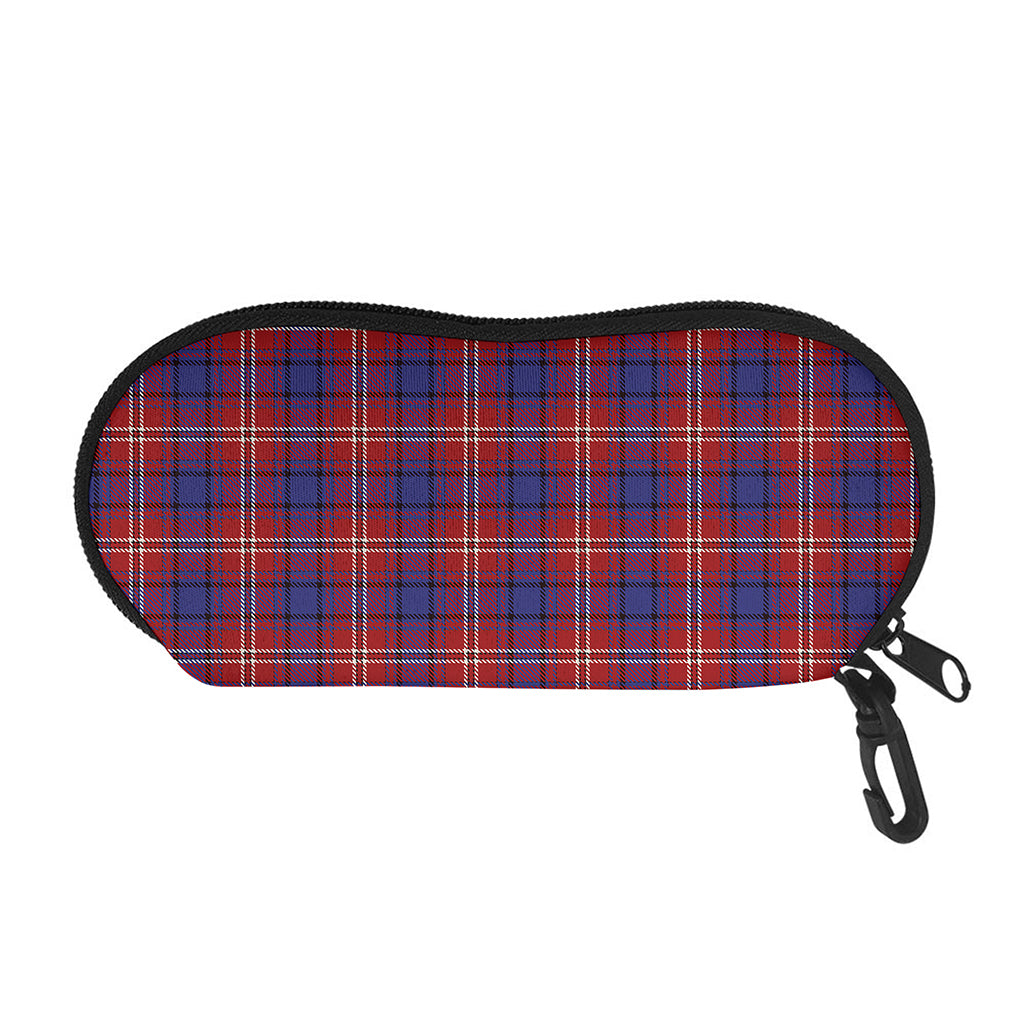 Red Blue And White Tartan Pattern Print Glasses Case
