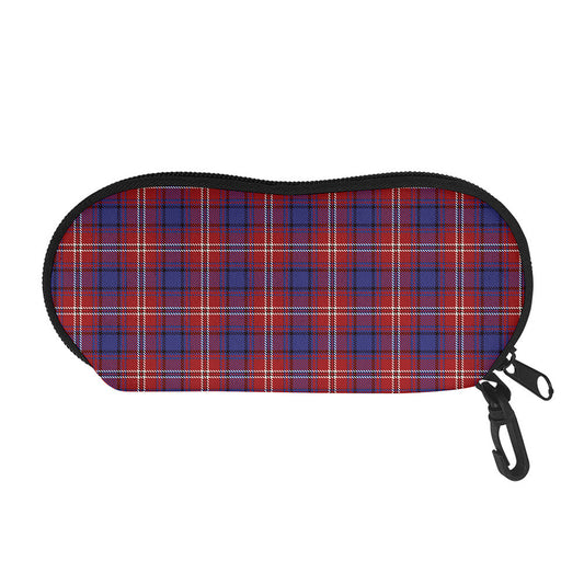 Red Blue And White Tartan Pattern Print Glasses Case