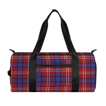 Red Blue And White Tartan Pattern Print Gym Bag