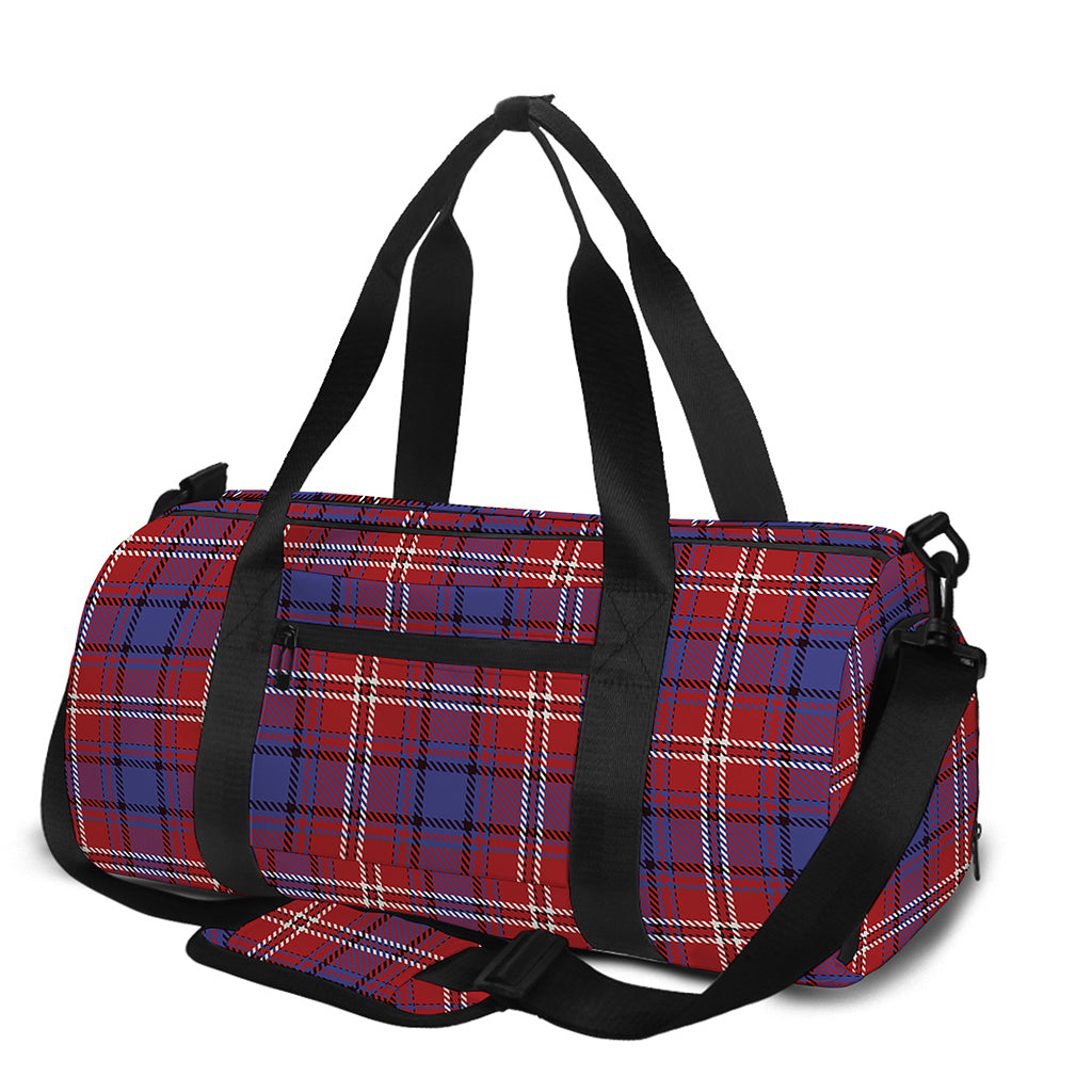 Red Blue And White Tartan Pattern Print Gym Bag