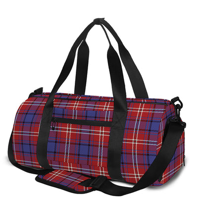 Red Blue And White Tartan Pattern Print Gym Bag