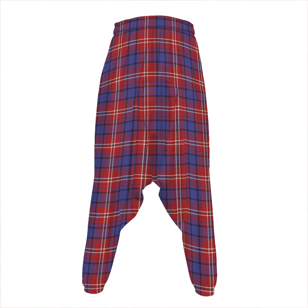 Red Blue And White Tartan Pattern Print Hammer Pants