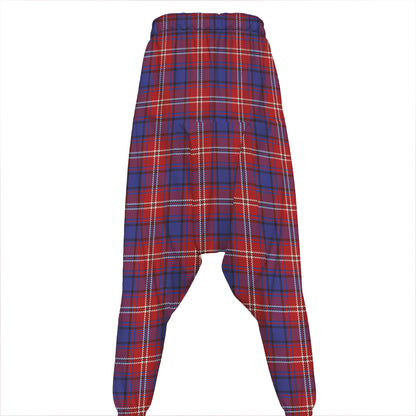 Red Blue And White Tartan Pattern Print Hammer Pants