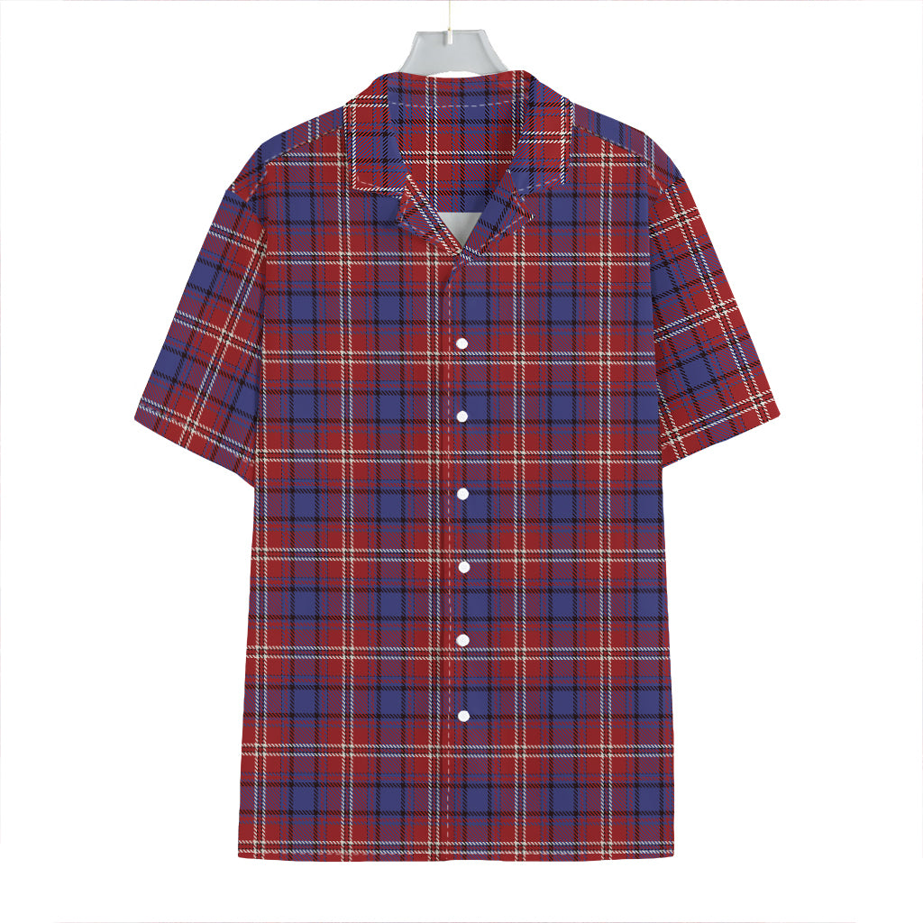 Red Blue And White Tartan Pattern Print Hawaiian Shirt