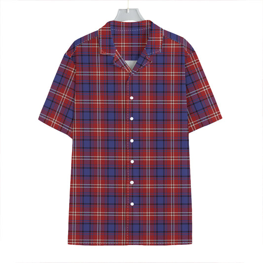 Red Blue And White Tartan Pattern Print Hawaiian Shirt