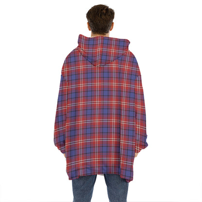 Red Blue And White Tartan Pattern Print Hoodie Blanket