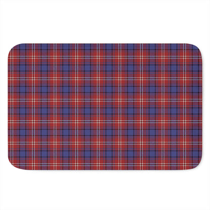 Red Blue And White Tartan Pattern Print Indoor Door Mat
