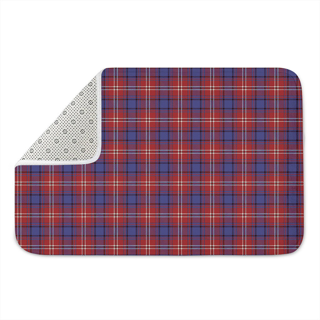Red Blue And White Tartan Pattern Print Indoor Door Mat
