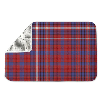 Red Blue And White Tartan Pattern Print Indoor Door Mat