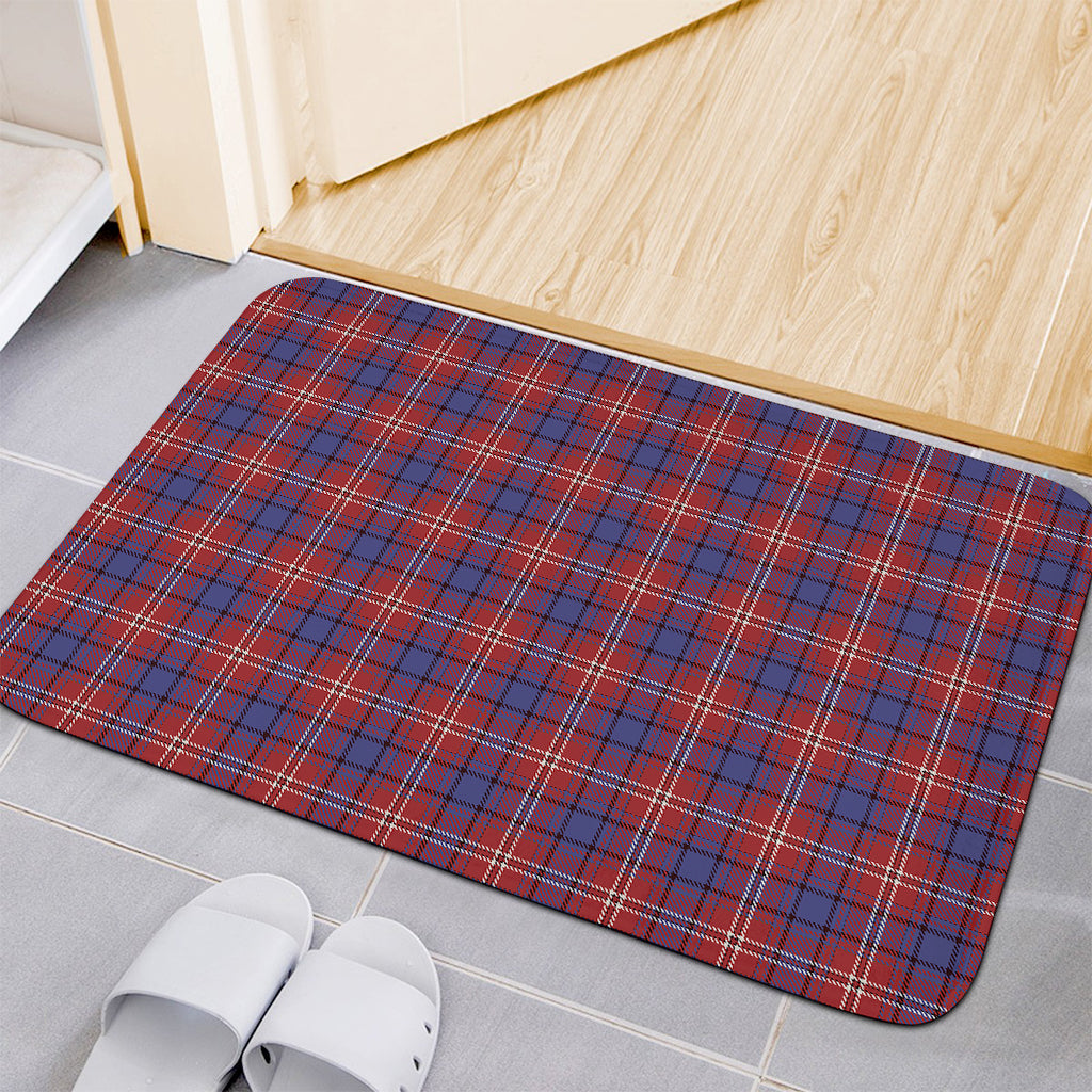 Red Blue And White Tartan Pattern Print Indoor Door Mat