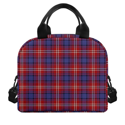 Red Blue And White Tartan Pattern Print Insulated Lunch Bag