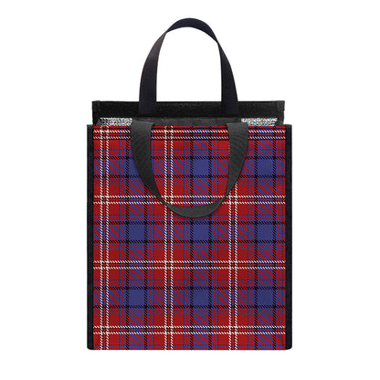 Red Blue And White Tartan Pattern Print Insulated Lunch Tote