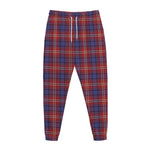 Red Blue And White Tartan Pattern Print Jogger Pants