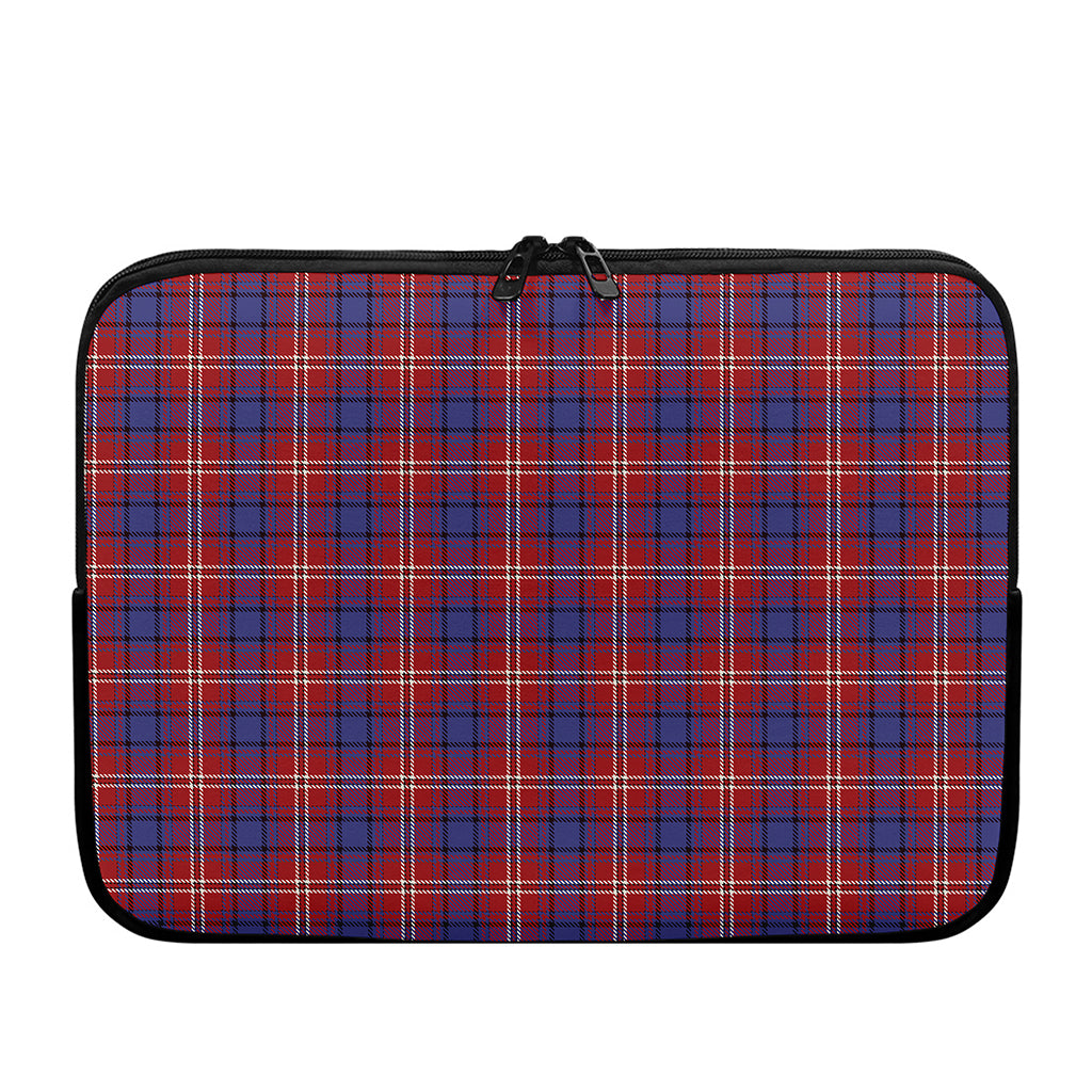 Red Blue And White Tartan Pattern Print Laptop Sleeve