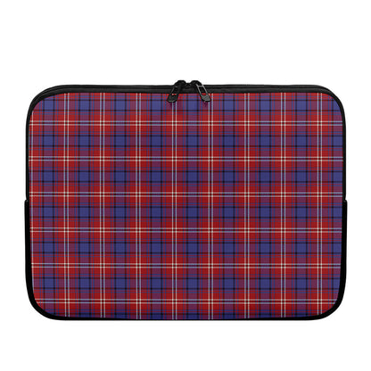 Red Blue And White Tartan Pattern Print Laptop Sleeve