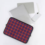 Red Blue And White Tartan Pattern Print Laptop Sleeve