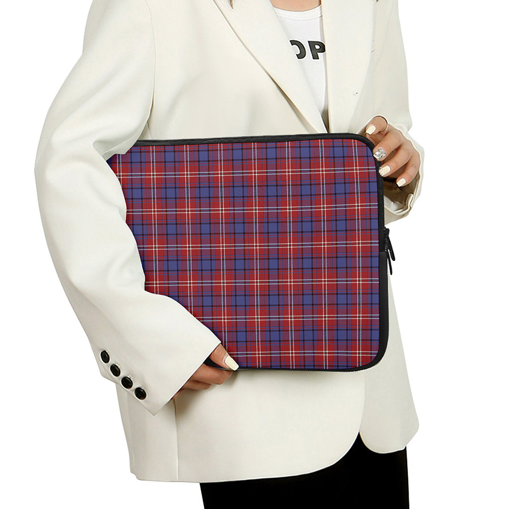 Red Blue And White Tartan Pattern Print Laptop Sleeve