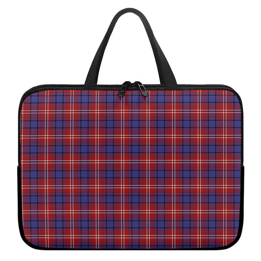 Red Blue And White Tartan Pattern Print Laptop Sleeve With Handle