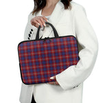 Red Blue And White Tartan Pattern Print Laptop Sleeve With Handle