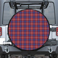 Red Blue And White Tartan Pattern Print Leather Spare Tire Cover