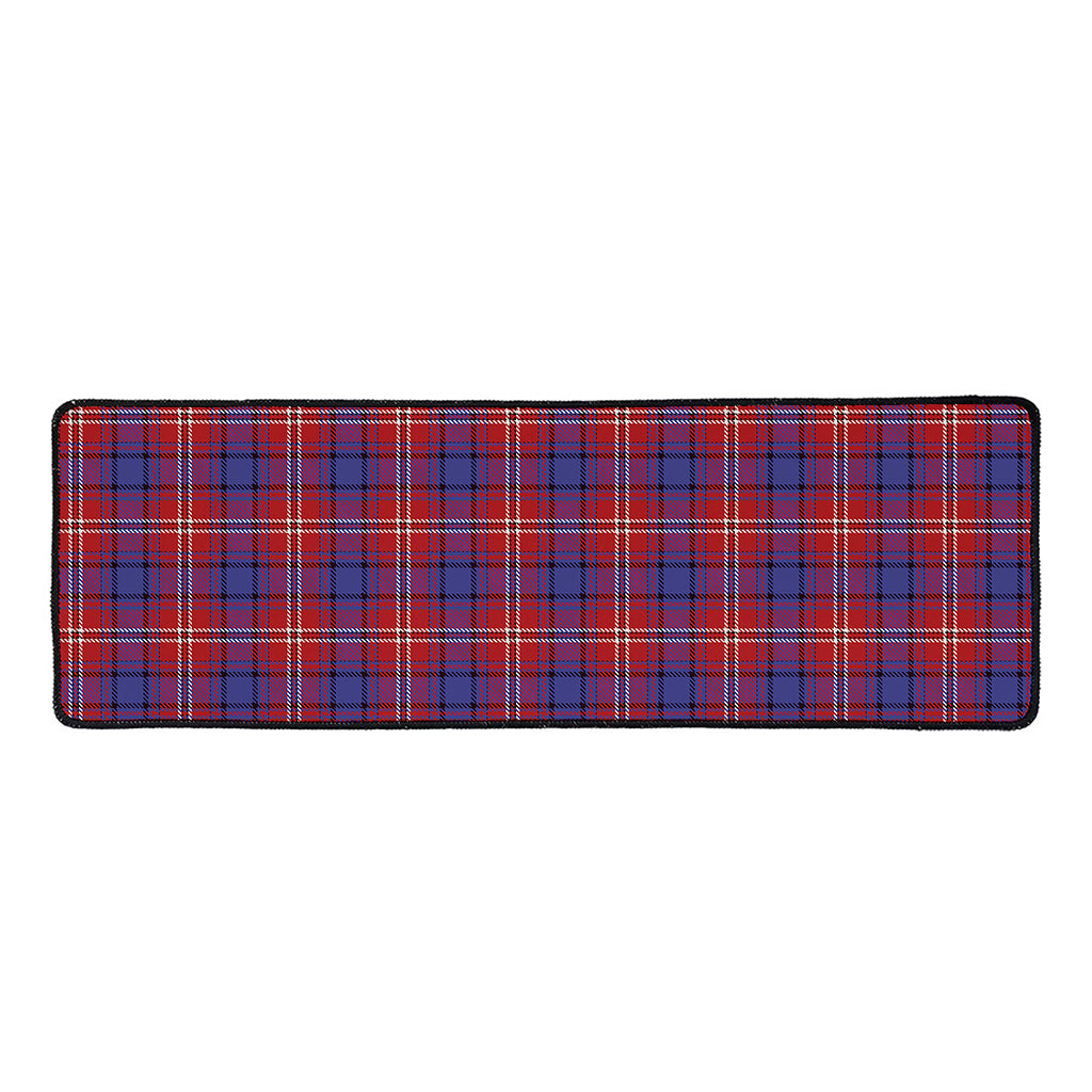 Red Blue And White Tartan Pattern Print Long Kitchen Mat