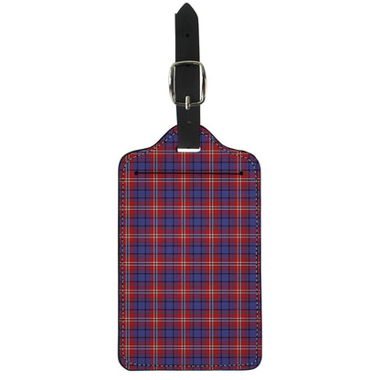 Red Blue And White Tartan Pattern Print Luggage Tag