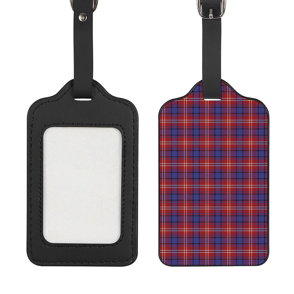 Red Blue And White Tartan Pattern Print Luggage Tag