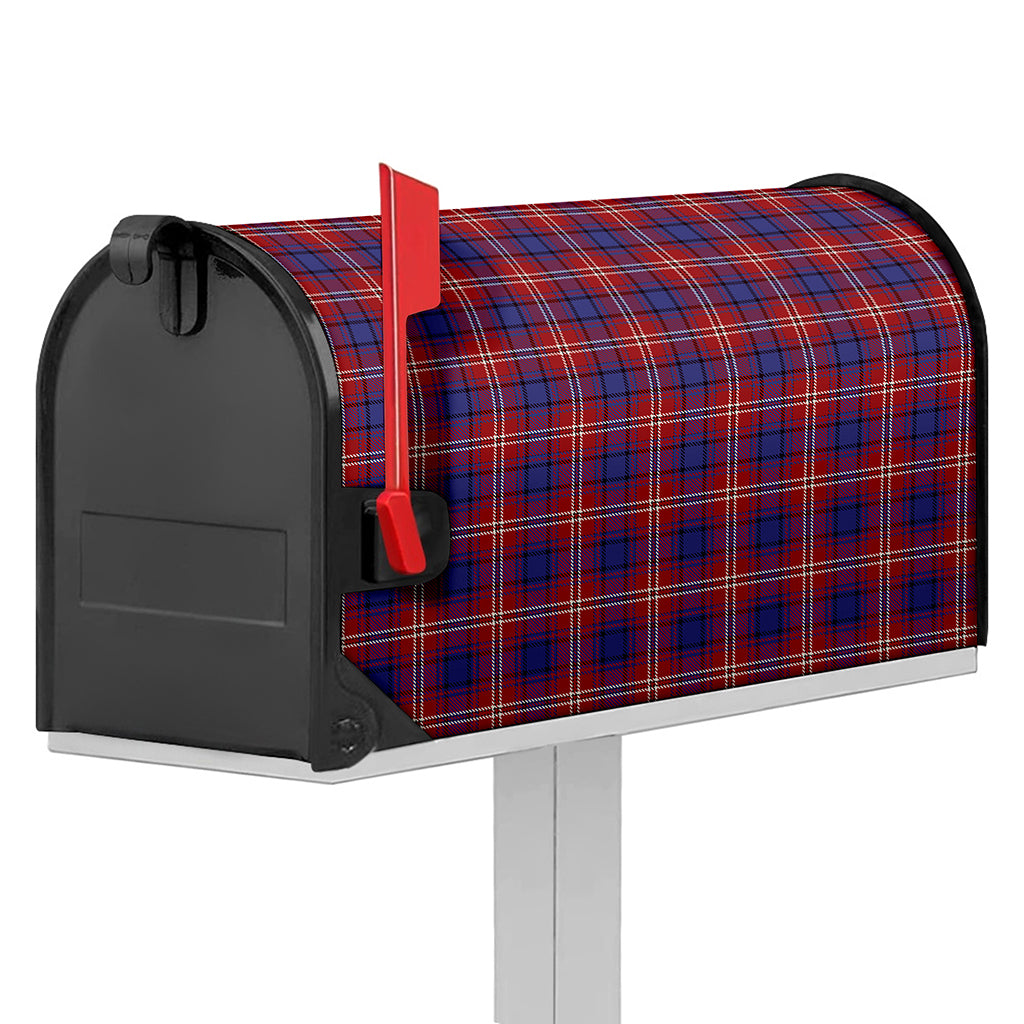 Red Blue And White Tartan Pattern Print Mailbox Cover