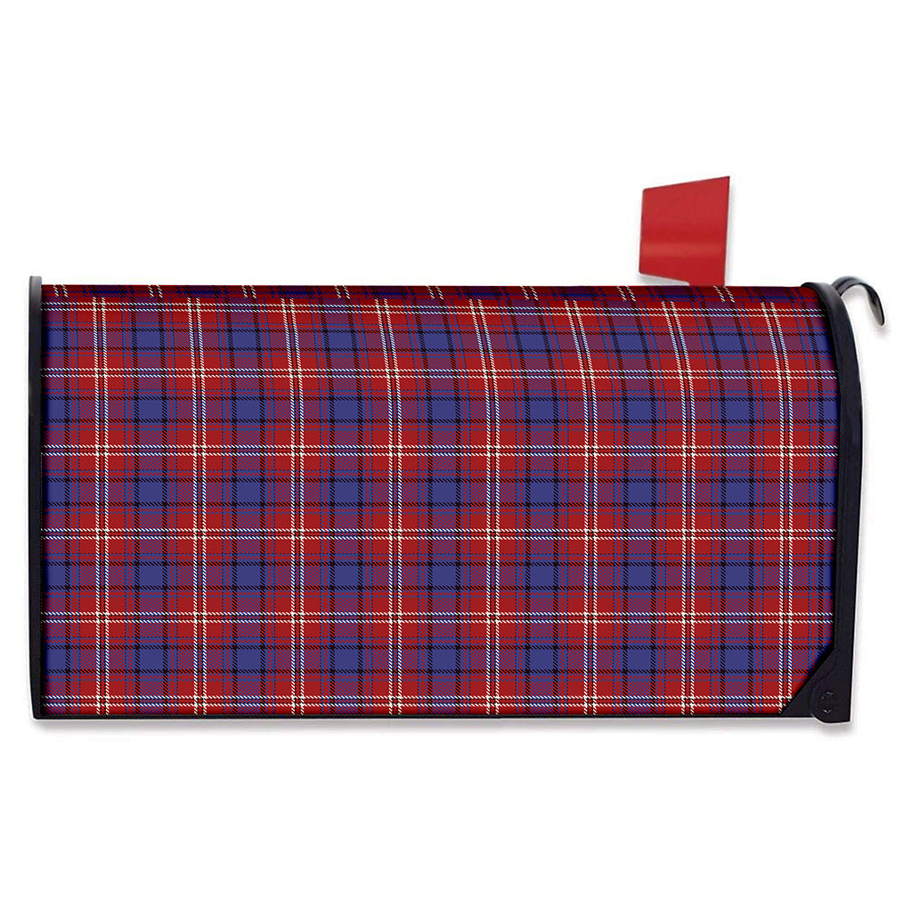 Red Blue And White Tartan Pattern Print Mailbox Cover