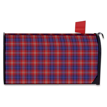 Red Blue And White Tartan Pattern Print Mailbox Cover