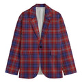 Red Blue And White Tartan Pattern Print Men's Blazer