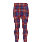 Red Blue And White Tartan Pattern Print Men's leggings