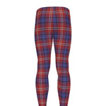 Red Blue And White Tartan Pattern Print Men's leggings
